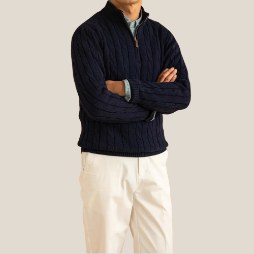 Stylish Half Zip Cable Knit Sweater for Men | Ricardo