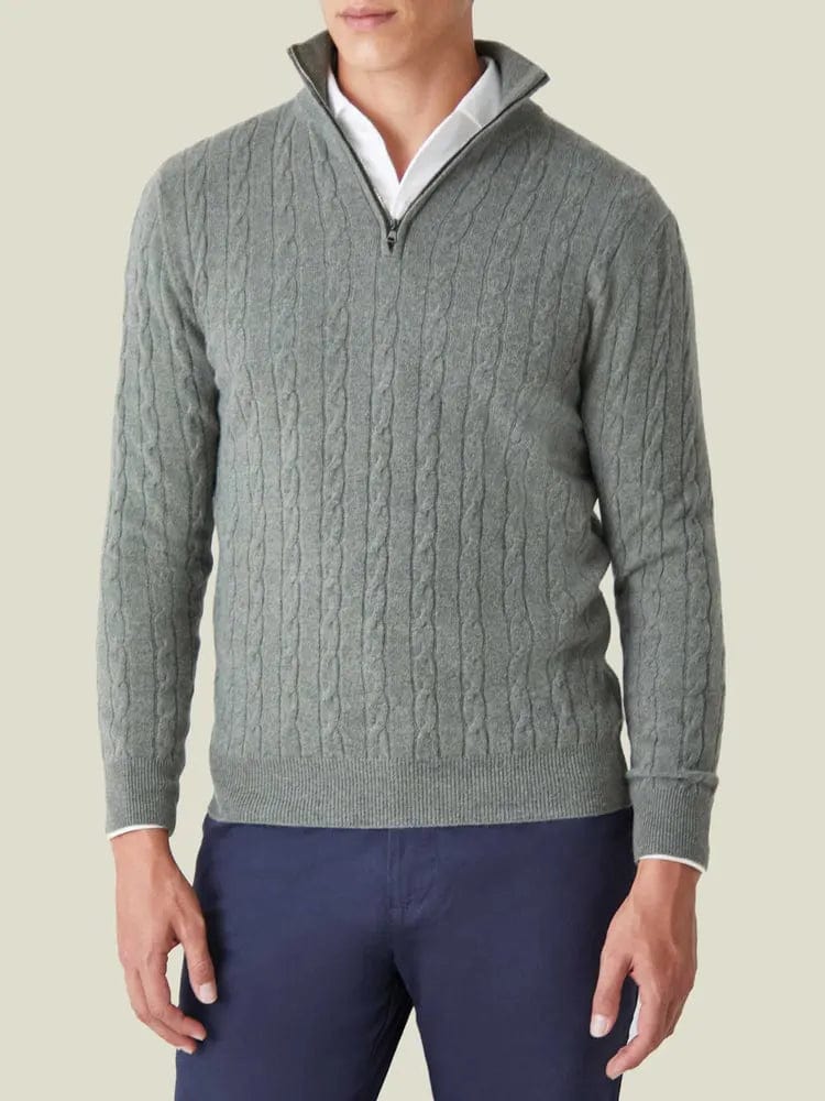 Stylish Half Zip Cable Knit Sweater for Men | Ricardo