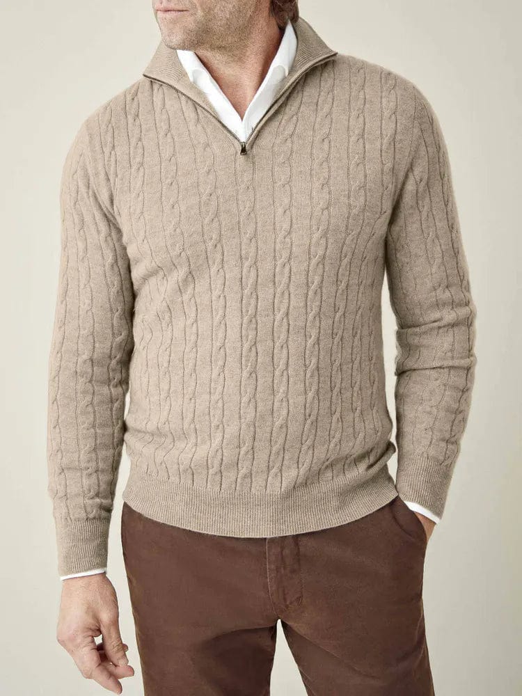 Stylish Half Zip Cable Knit Sweater for Men | Ricardo