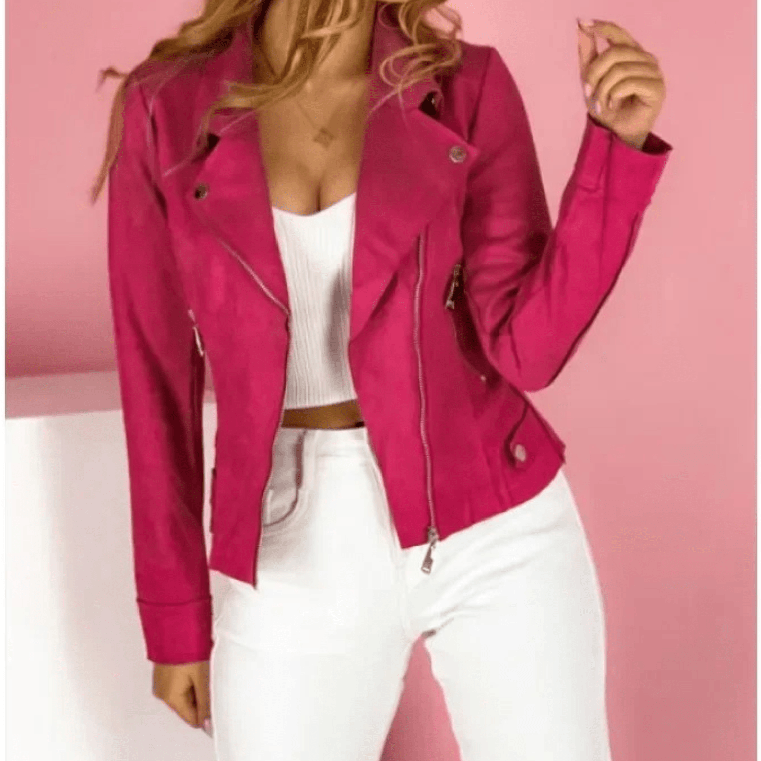 Suede Biker Jacket Stylish Design For Women | Lirena 4