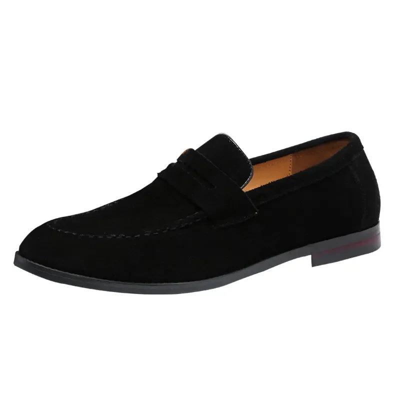 Black loafer shoe on a white background