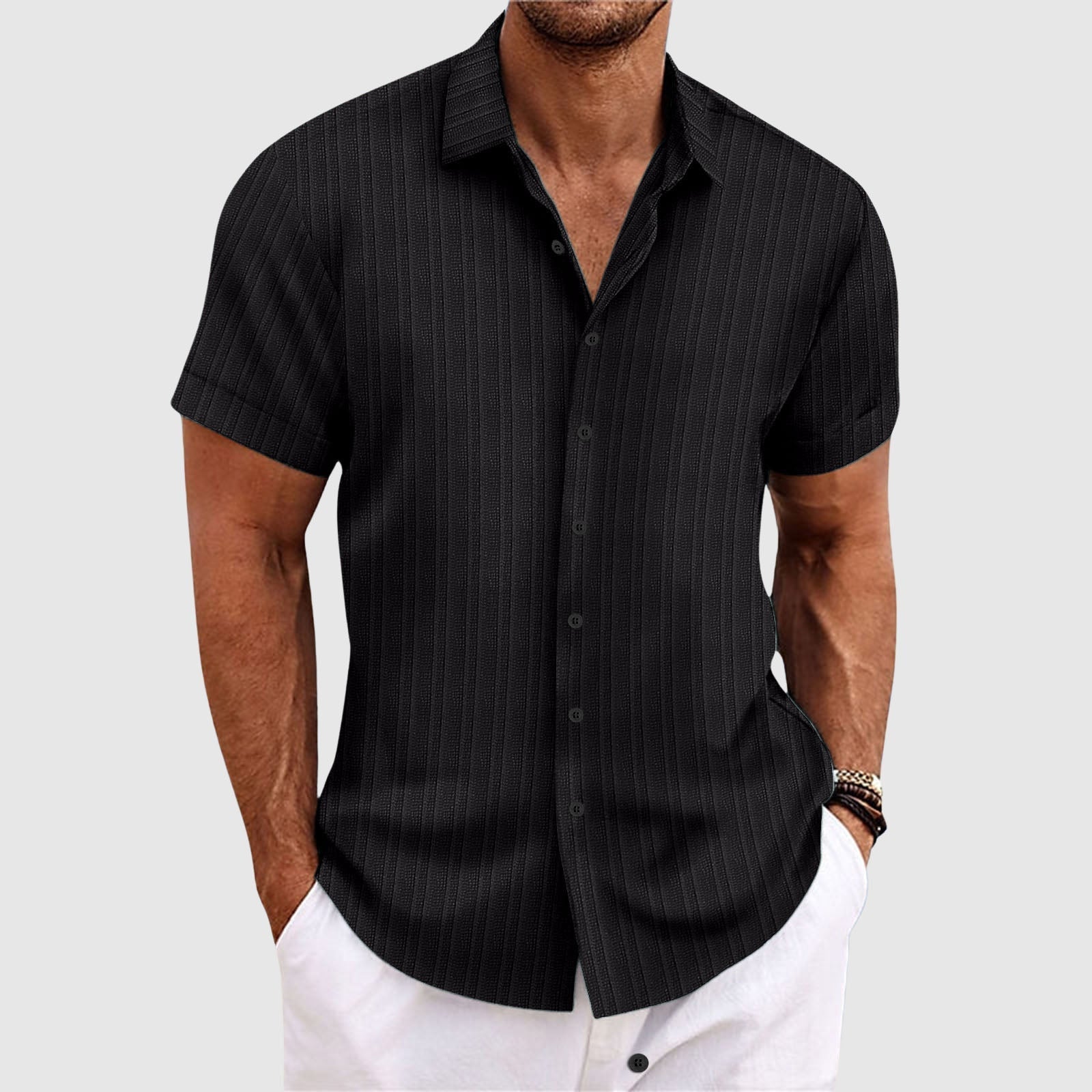 Summit Stripe Shirt Casual Style For Men | Jorven 0