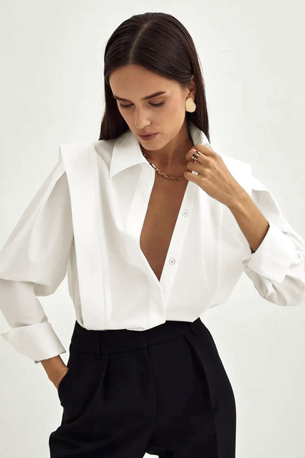 Tailored Button-Down Shirt Chic Style For Women | Jorina 0