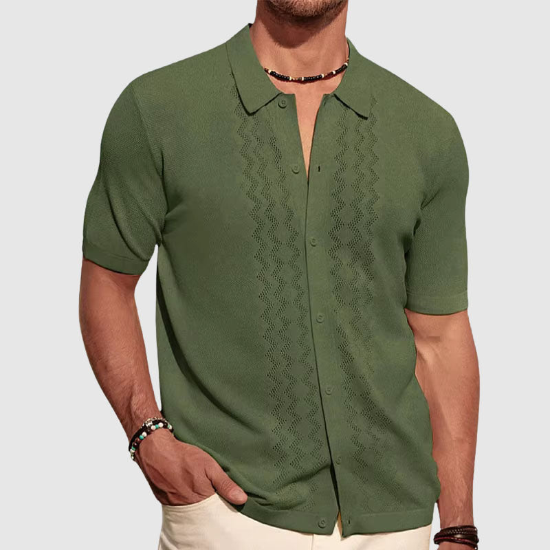Textured Knit Short Sleeve Shirt for Men | Matty