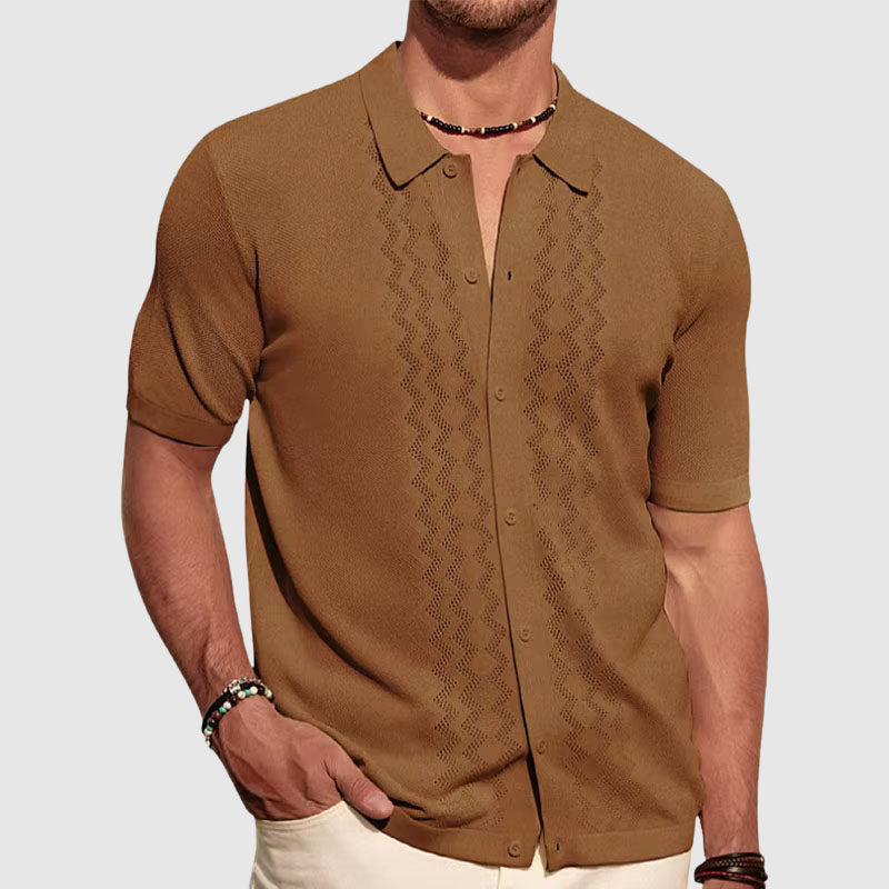 Textured Knit Short Sleeve Shirt for Men | Matty