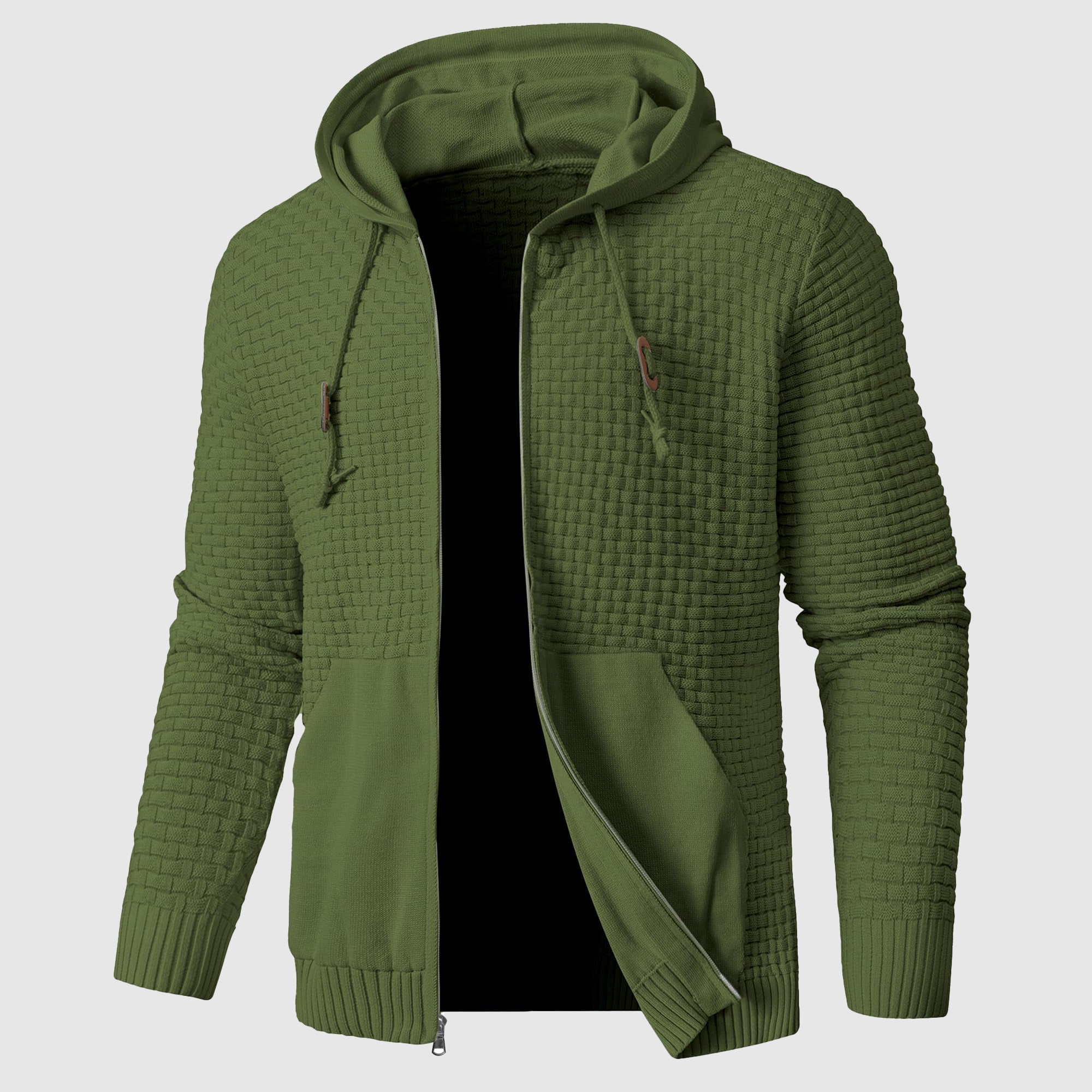 Textured Knit Zip-Up Hoodie for Men | Alexis