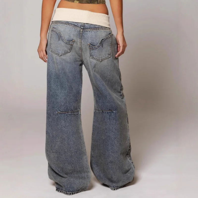 Yara | Baggy Wide Leg Jeans with Ribbed Waistband 3
