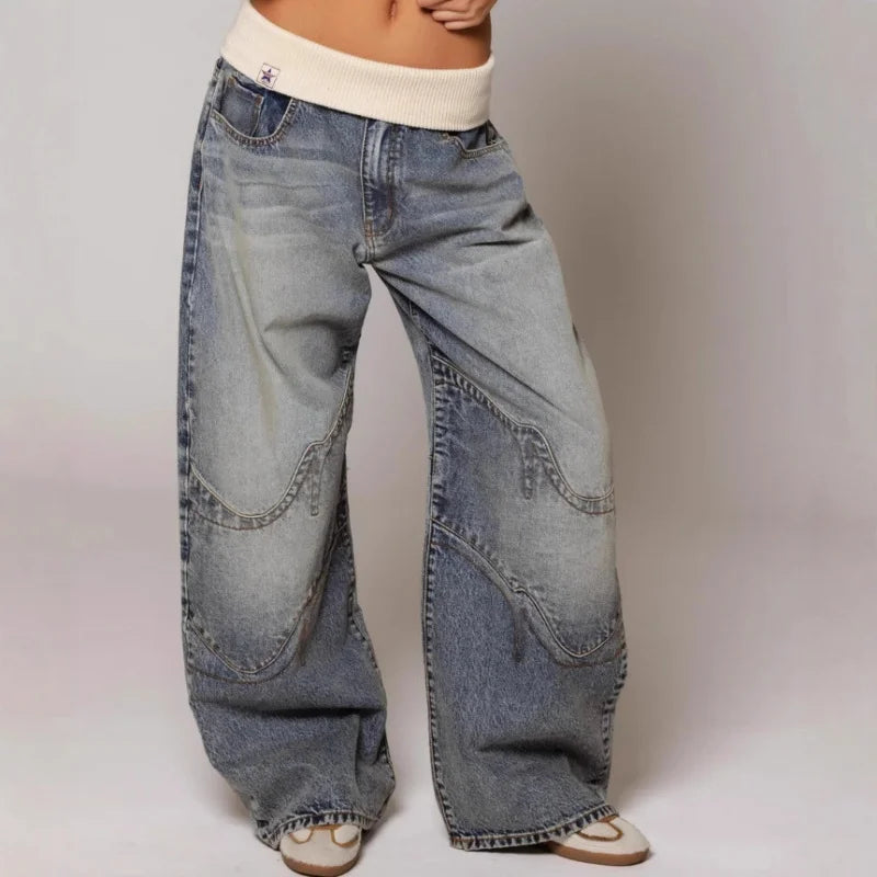 Yara | Baggy Wide Leg Jeans with Ribbed Waistband 5