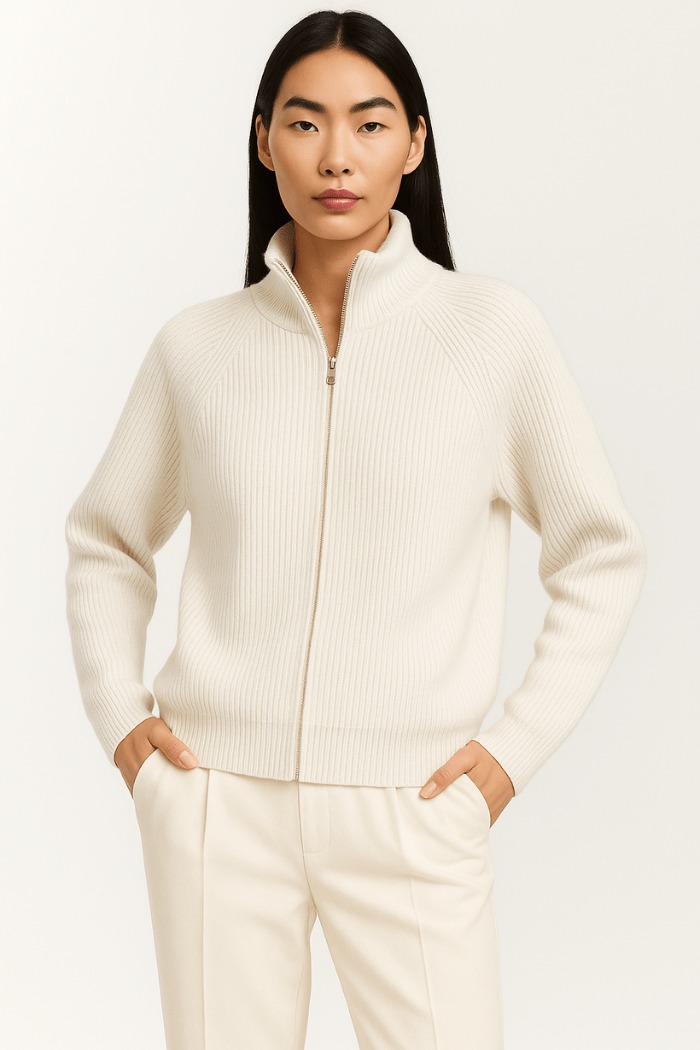 Zip-Up Sweater Tailored Fit For Women | Jorina 0