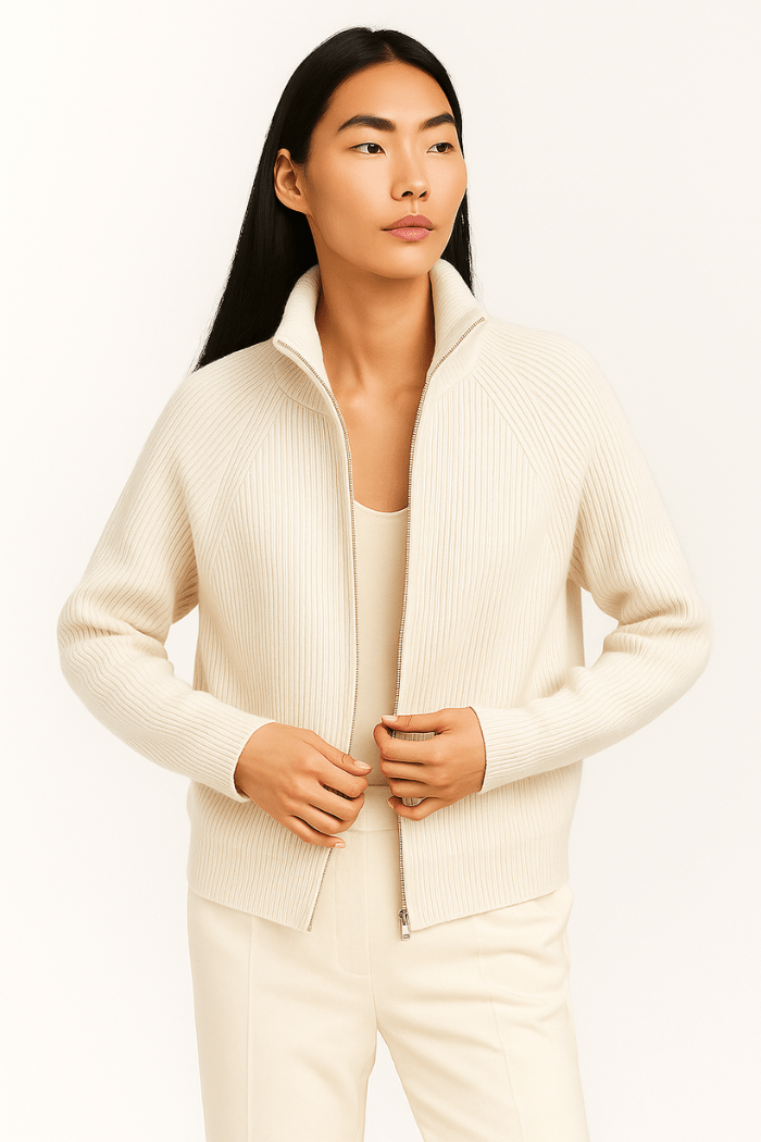 Zip-Up Sweater Tailored Fit For Women | Jorina 1