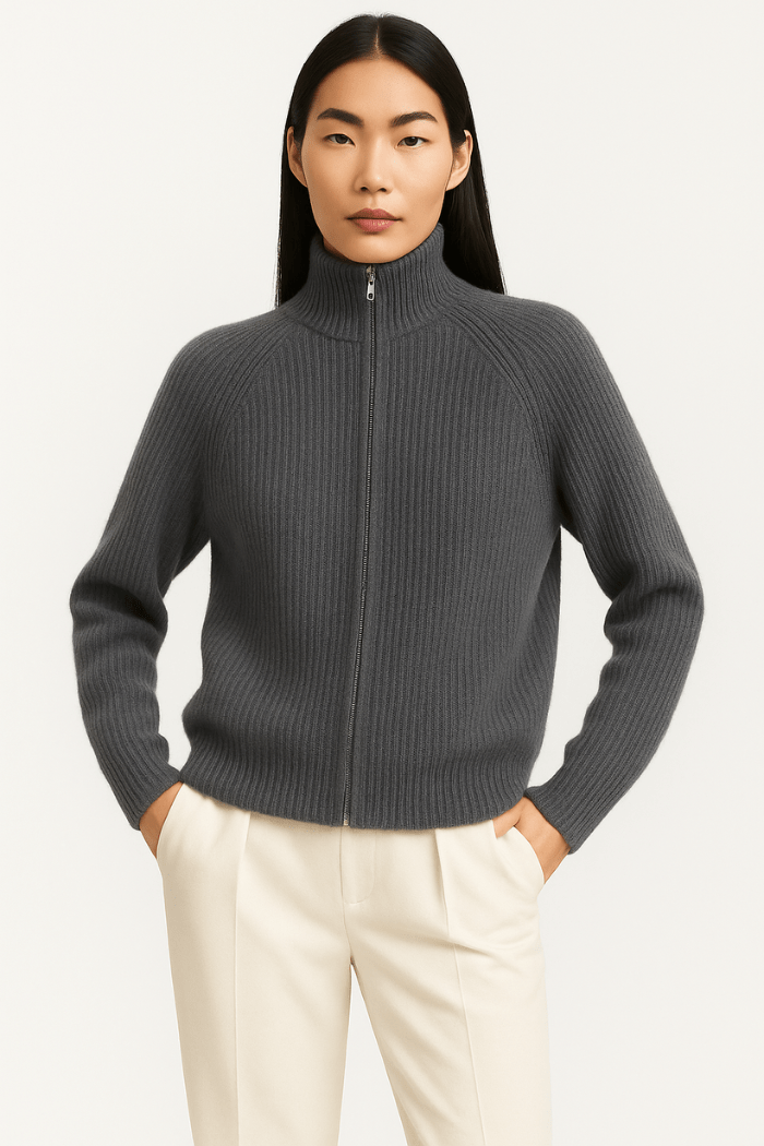 Zip-Up Sweater Tailored Fit For Women | Jorina 11