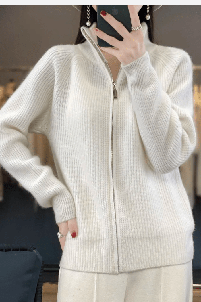 Zip-Up Sweater Tailored Fit For Women | Jorina 2