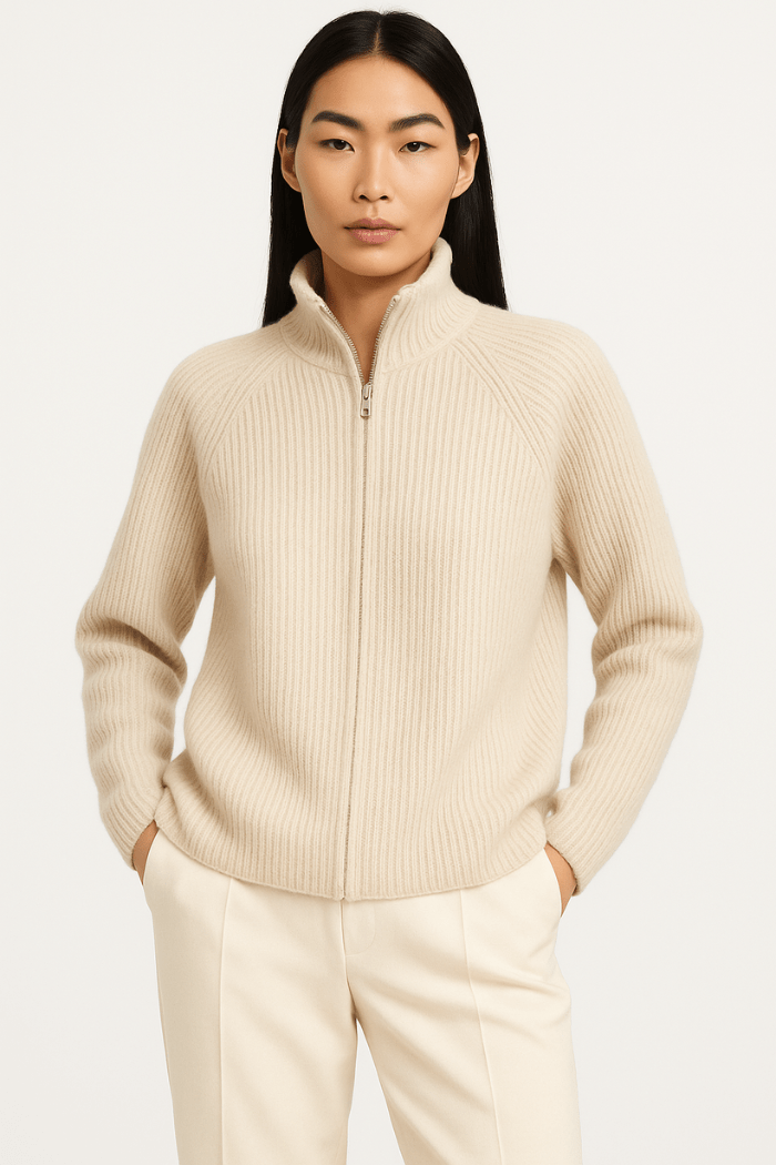 Zip-Up Sweater Tailored Fit For Women | Jorina 3